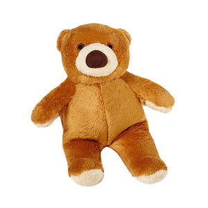 Plush Cubby Bear dog toy from Fluff & Tuff. Classic teddy bear design with a dark tan body, cream muzzle and paws, with embroidered eyes.