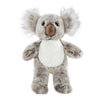 Plush Doc Koala dog toy from Fluff & Tuff. His body is muli-tones of gray, with a white belly, brown snout and fuzzy ears.