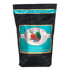 A 4 pound black and teal bag of Fromm Salmon Tunalini Recipe dog food. The banner on top of the bag reads "Grain-Free Entree".