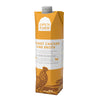 A 32 oz yellow & white carton with spout, of Open Farm Harvest Chicken Bone Broth Meal Topper for Dogs & Cats. 