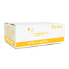 A yellow and white box of Smallbatch pork batch recipe, frozen raw dog food. This 18 pound bulk box contains 36 patties.