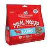 18 oz red bag of Stella & Chewy's "Only the good stuff" Freeze-Dried Raw Meal Mixers "Kickstart Your Kibble" Dandy Lamb recipe for dogs. Additional text: 95% lamb, organs & bone, grain free, grass-fed, single source animal protein.
