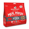 18 oz red bag of Stella & Chewy's "Only the good stuff" Freeze-Dried Raw Meal Mixers "Kickstart Your Kibble" Purely Pork recipe for dogs. Additional text: 95% pork, organs & bone, grain free, single source animal protein.