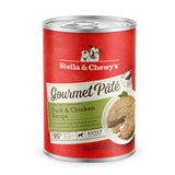 A 12.5 oz can of Stella & Chewy's Gourmet Pate Duck & Chicken Recipe for adult dogs. Grain free and protein rich, creamy pate of cage-free-duck & chicken liver packed with chunks of chicken breast.