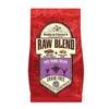3.5 lb red bag of Stella & Chewy's Raw Blend Grain Free Free Range Recipe for dogs. Freeze-dried raw coated baked kibble plus freeze-dried raw. Lamb, goat and elk are featured, along with small illustrations of those animals' faces. 