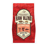 3.5 lb red bag of Stella & Chewy's Raw Blend Grain Free Wild Caught Recipe for dogs. Freeze-dried raw coated baked kibble plus freeze-dried raw. Salmon, cod and haddock are featured, along with small illustrations of the fish. 